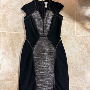 Cache Black and Silver Midi Dress